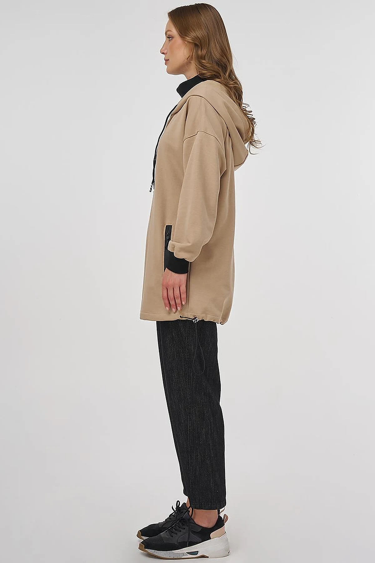 Hooded Three-Ply Sweatshirt Beige 