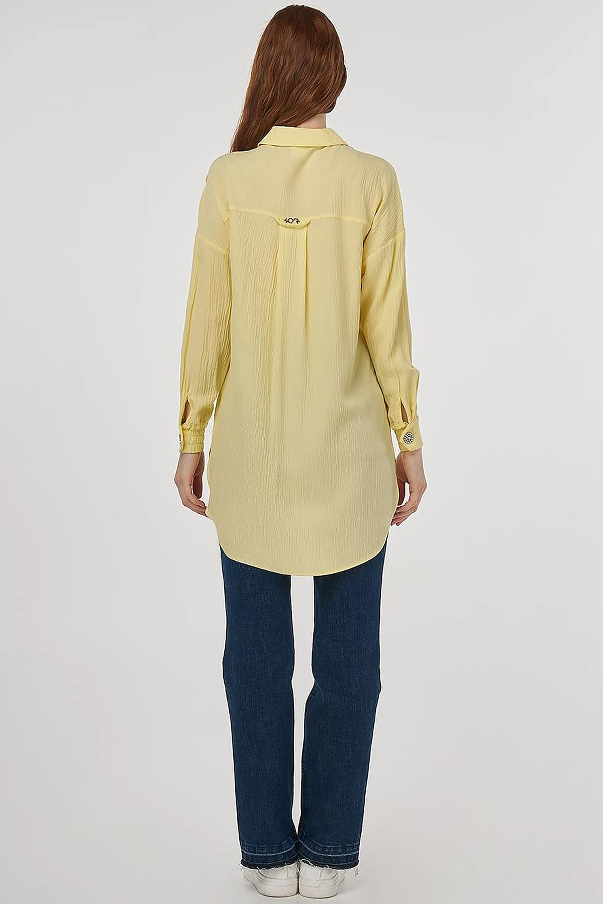 Embroidered Appliqué Viscose Tunic Yellow