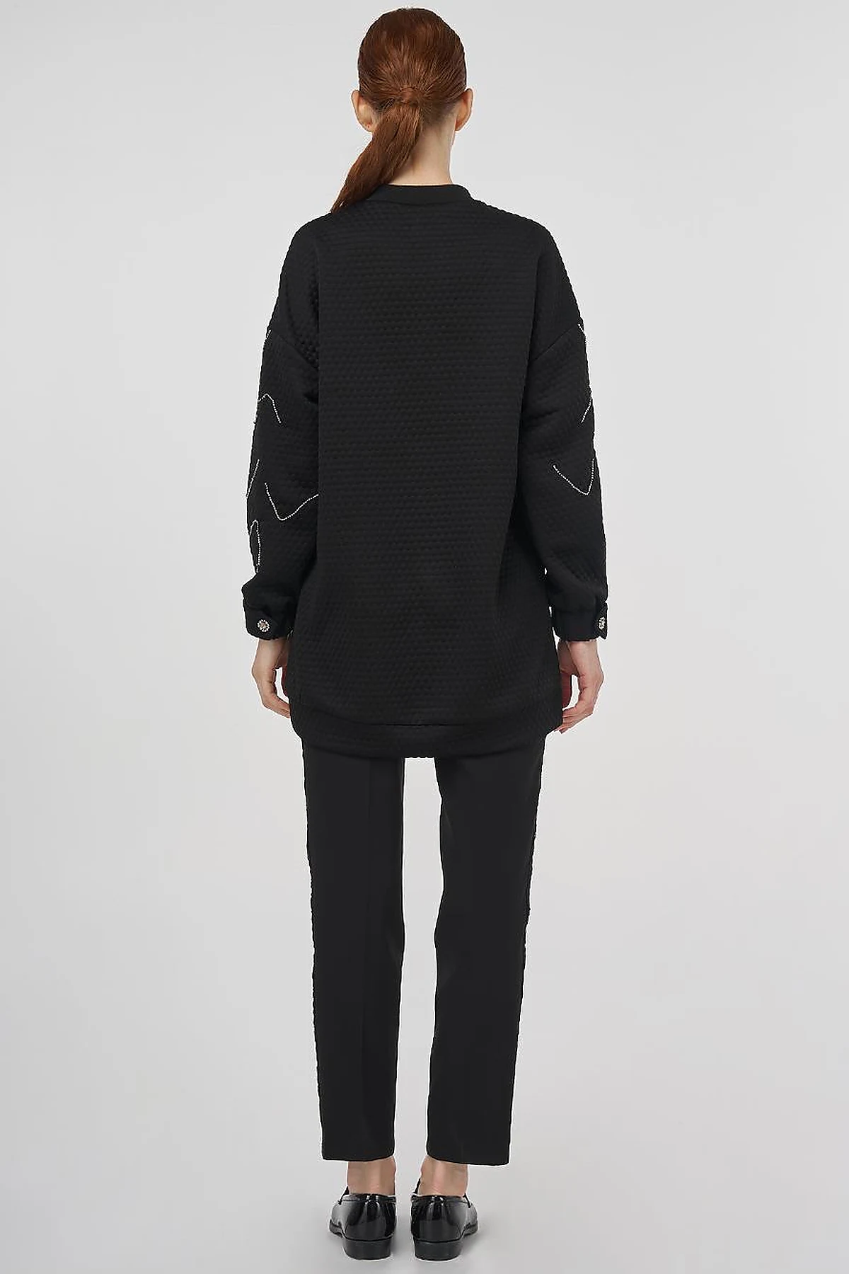 Stone-Embellished Cotton Sweatshirt Black