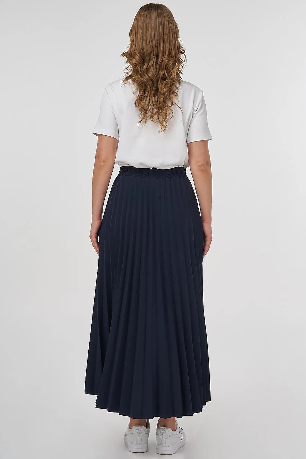 High-Waisted Pleated Skirt Dark Navy