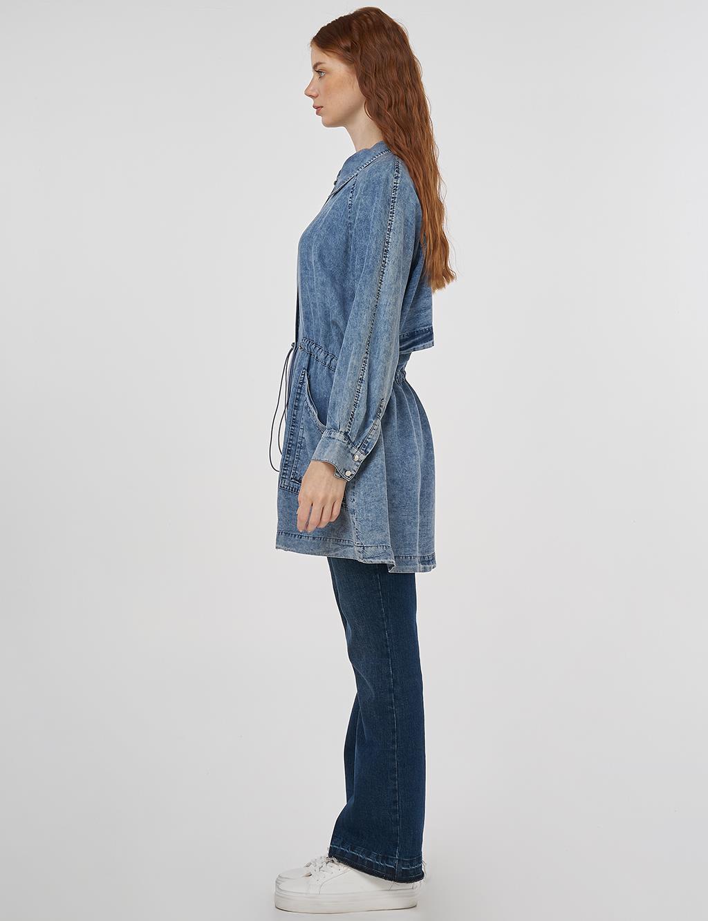 Deep Pocket Drawstring Waist Lyocell Coat Towel Wash