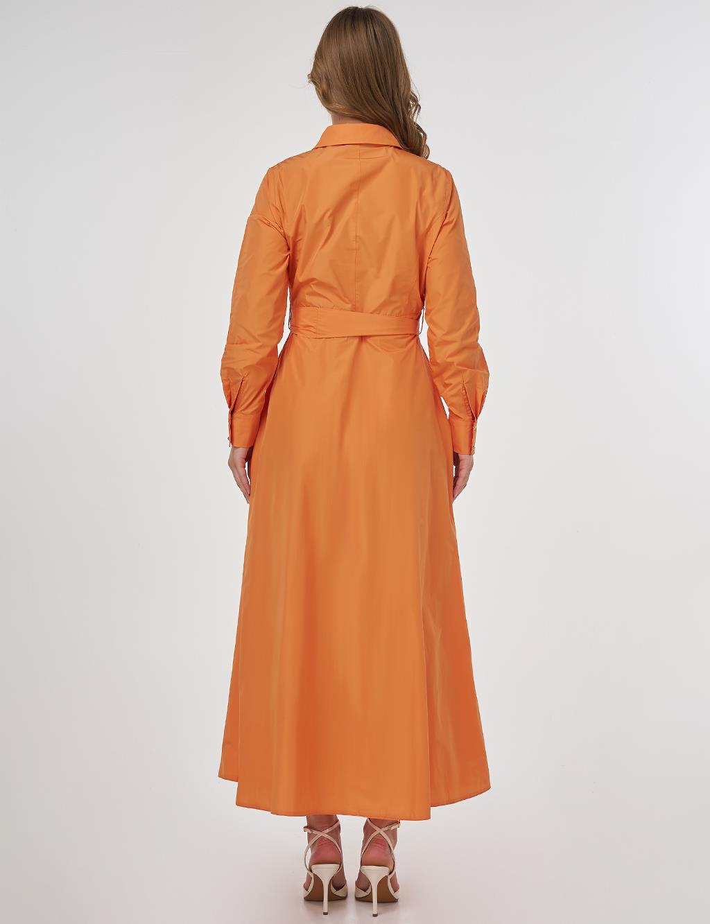 Appliquéd Taffeta Dress Peach