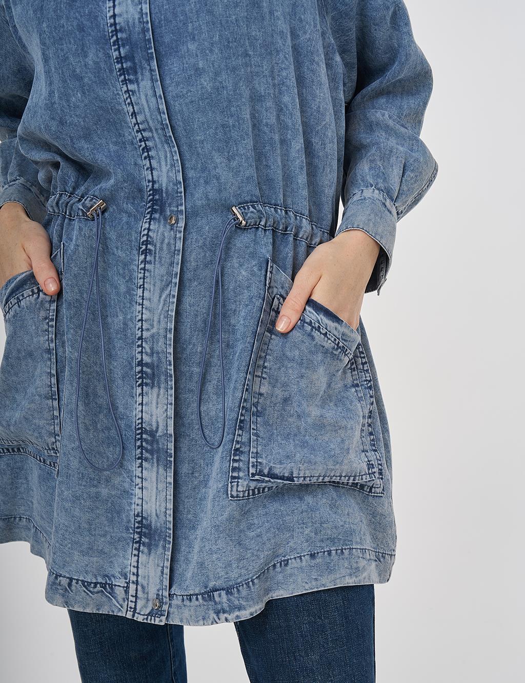 Deep Pocket Drawstring Waist Lyocell Coat Towel Wash
