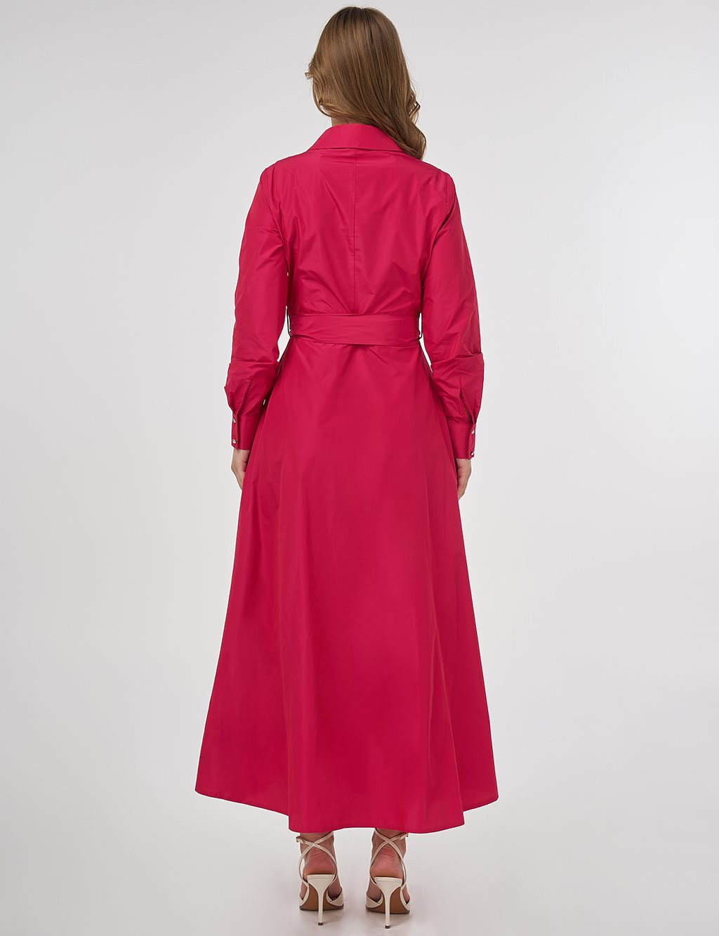 Appliquéd Taffeta Dress Fuchsia