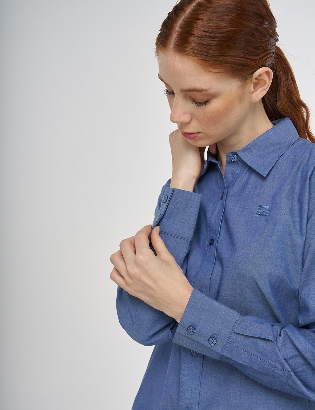 Dropped Shoulder Cotton Tunic Indigo