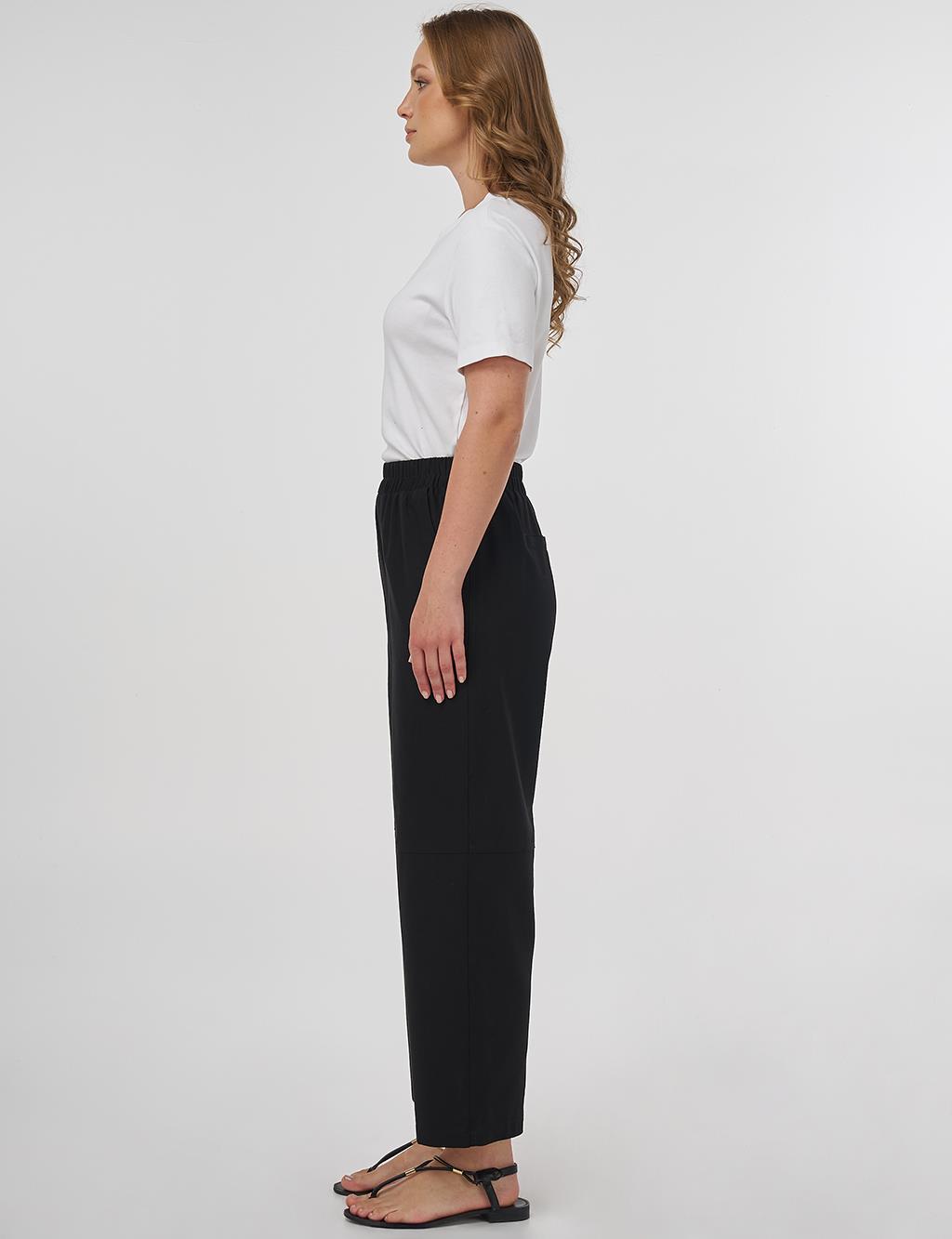Relaxed Fit Viscose Pants Black 