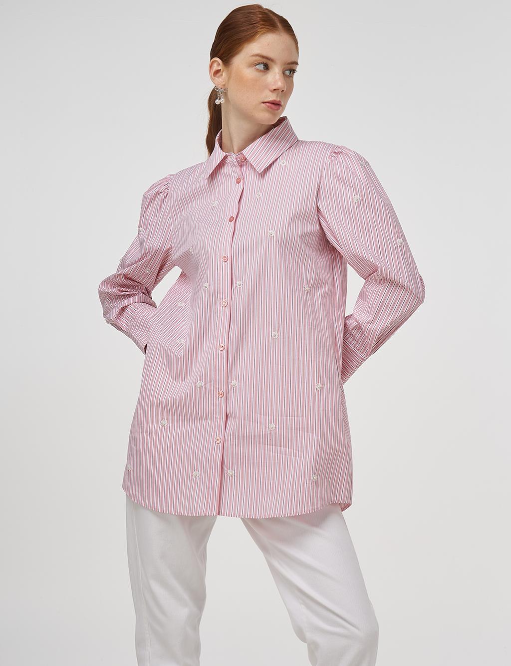 Pearl Detailed Viscose Tunic Salmon Pink