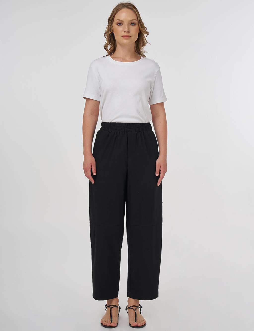 Relaxed Fit Viscose Pants Black 