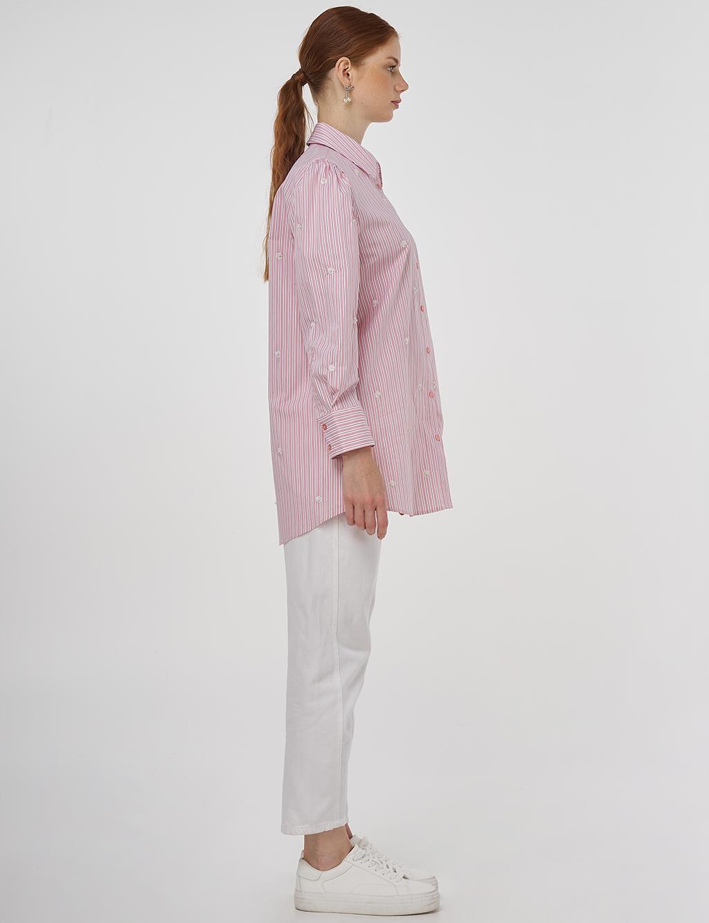 Pearl Detailed Viscose Tunic Salmon Pink