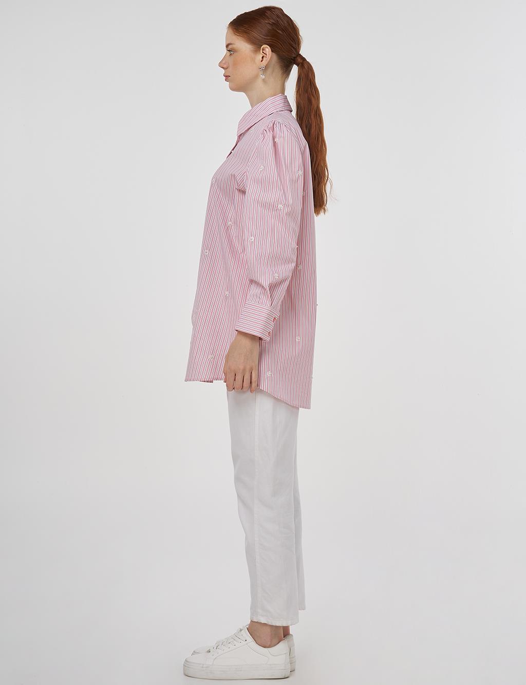 Pearl Detailed Viscose Tunic Salmon Pink