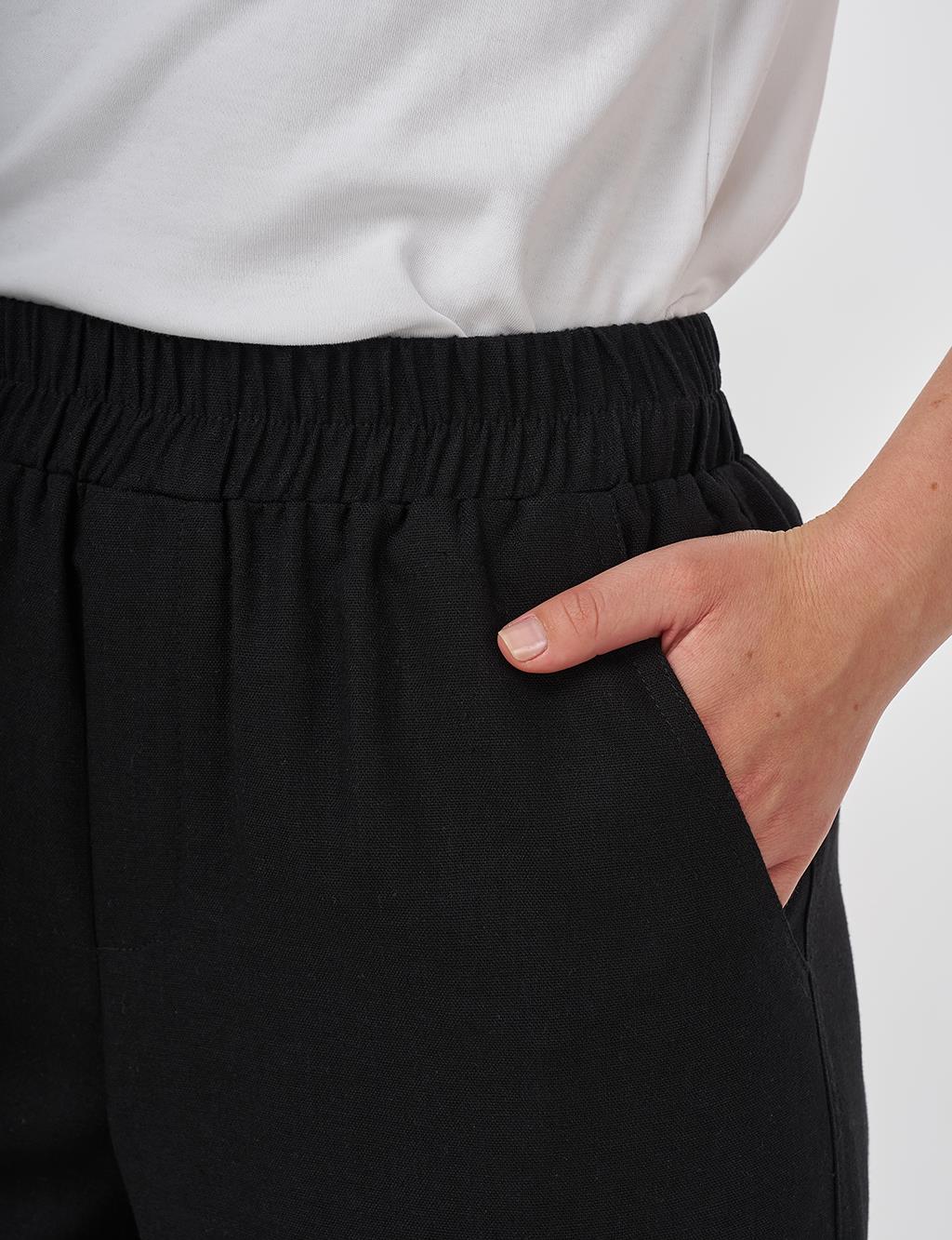 Relaxed Fit Viscose Pants Black 