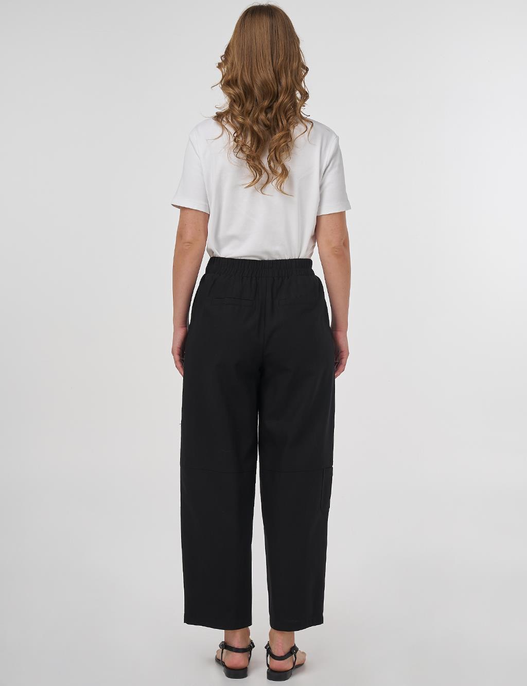 Relaxed Fit Viscose Pants Black 