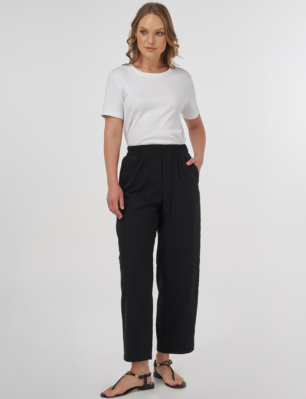Relaxed Fit Viscose Pants Black 