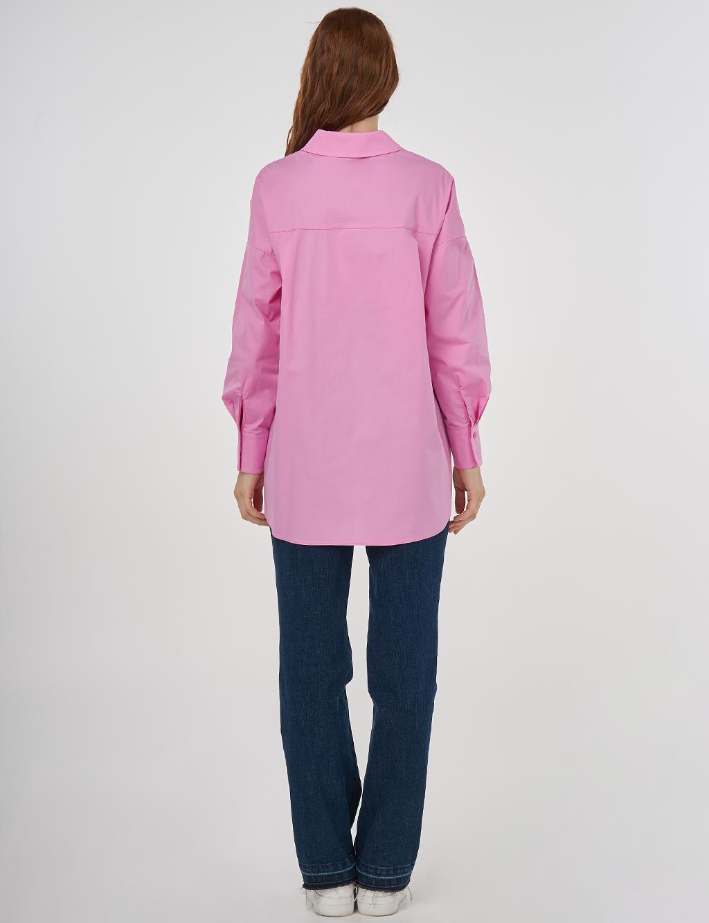 Embroidered Detail Cotton Tunic Candy Pink 