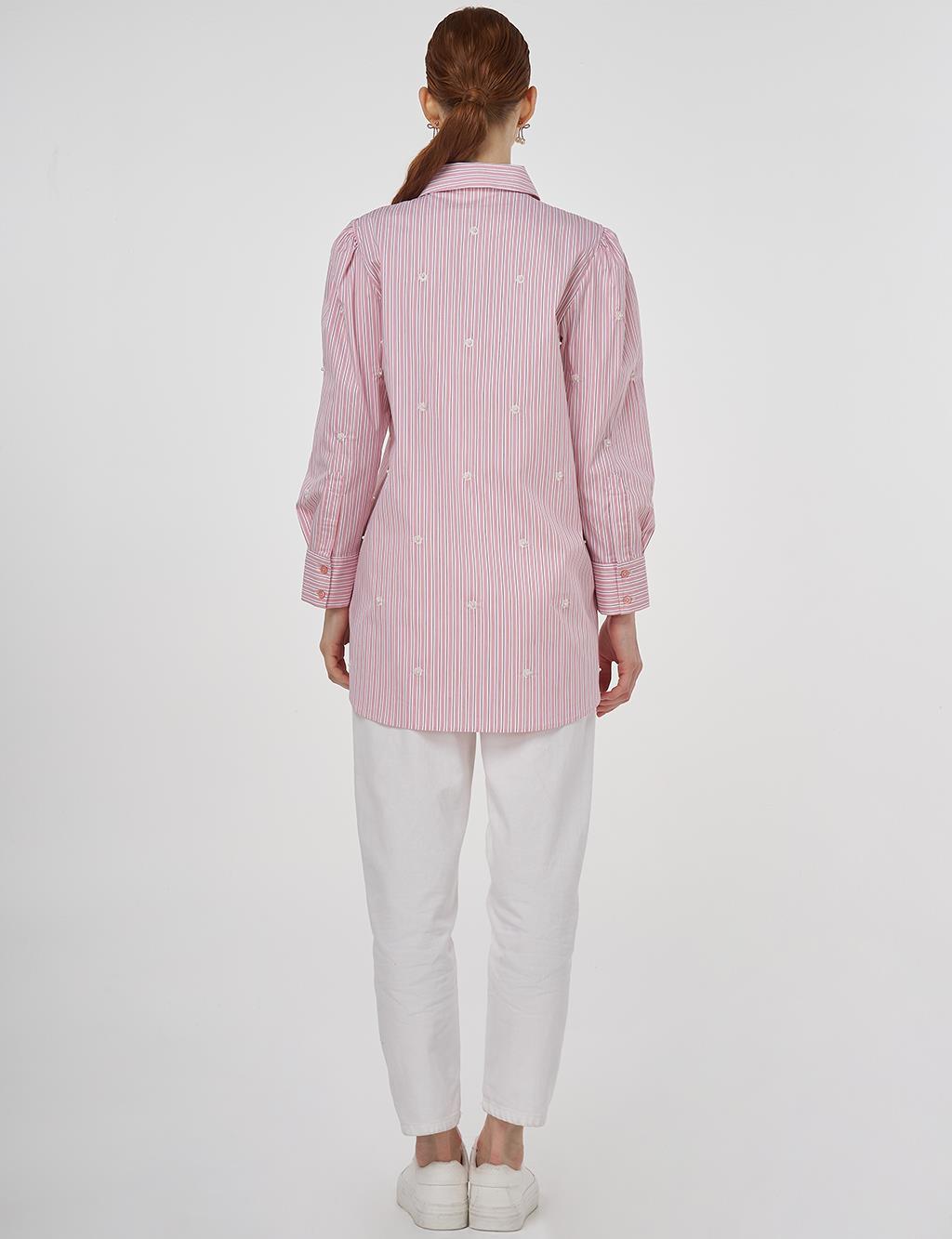 Pearl Detailed Viscose Tunic Salmon Pink