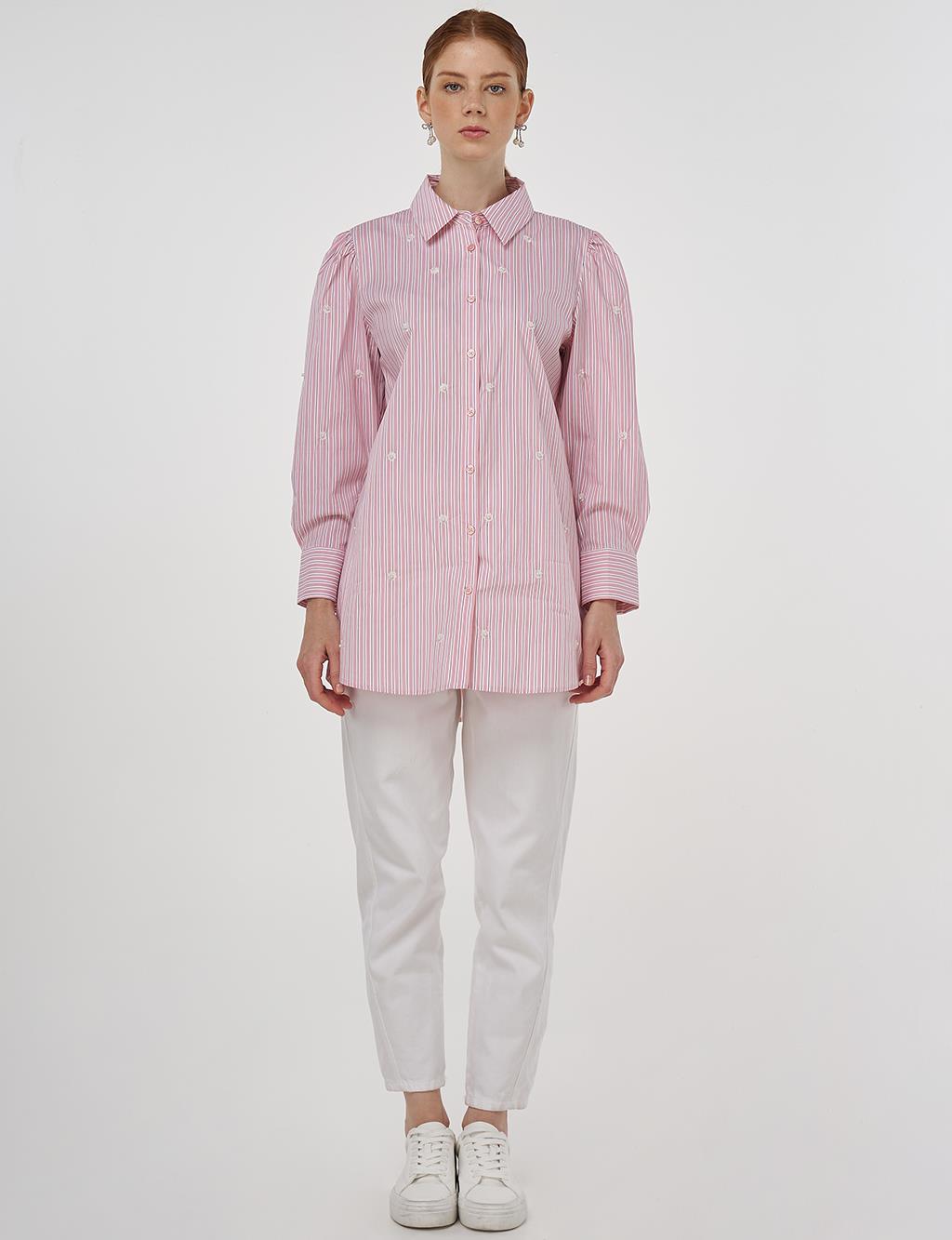 Pearl Detailed Viscose Tunic Salmon Pink