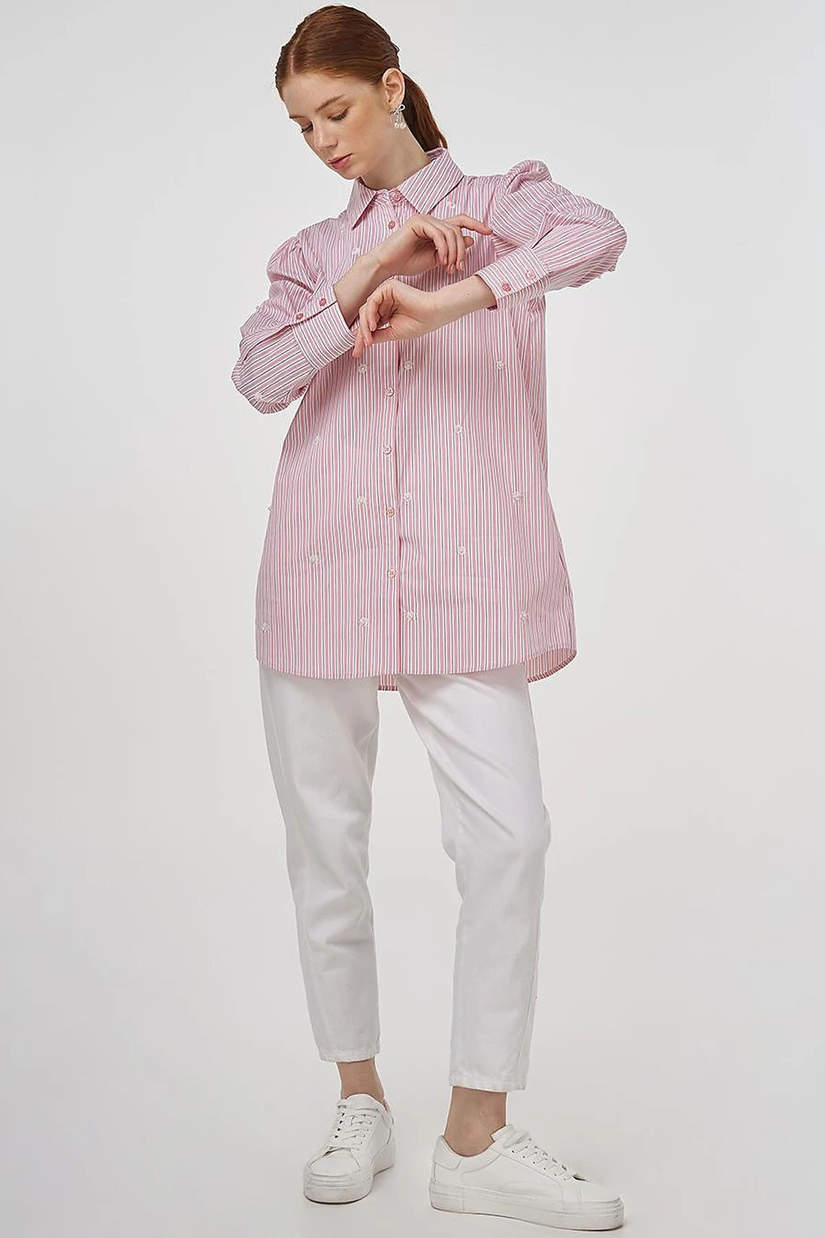 Pearl Detailed Viscose Tunic Salmon Pink