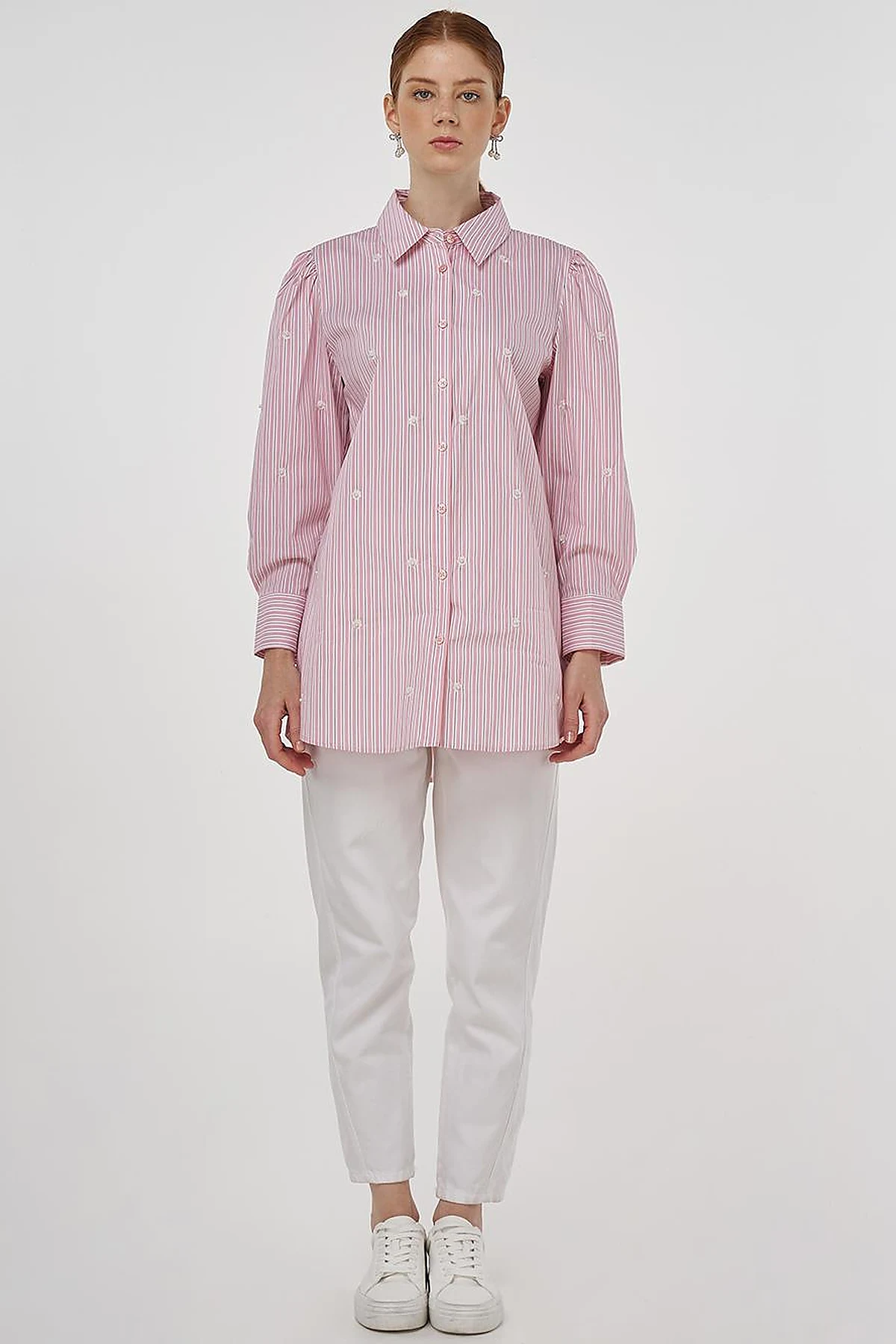 Pearl Detailed Viscose Tunic Salmon Pink