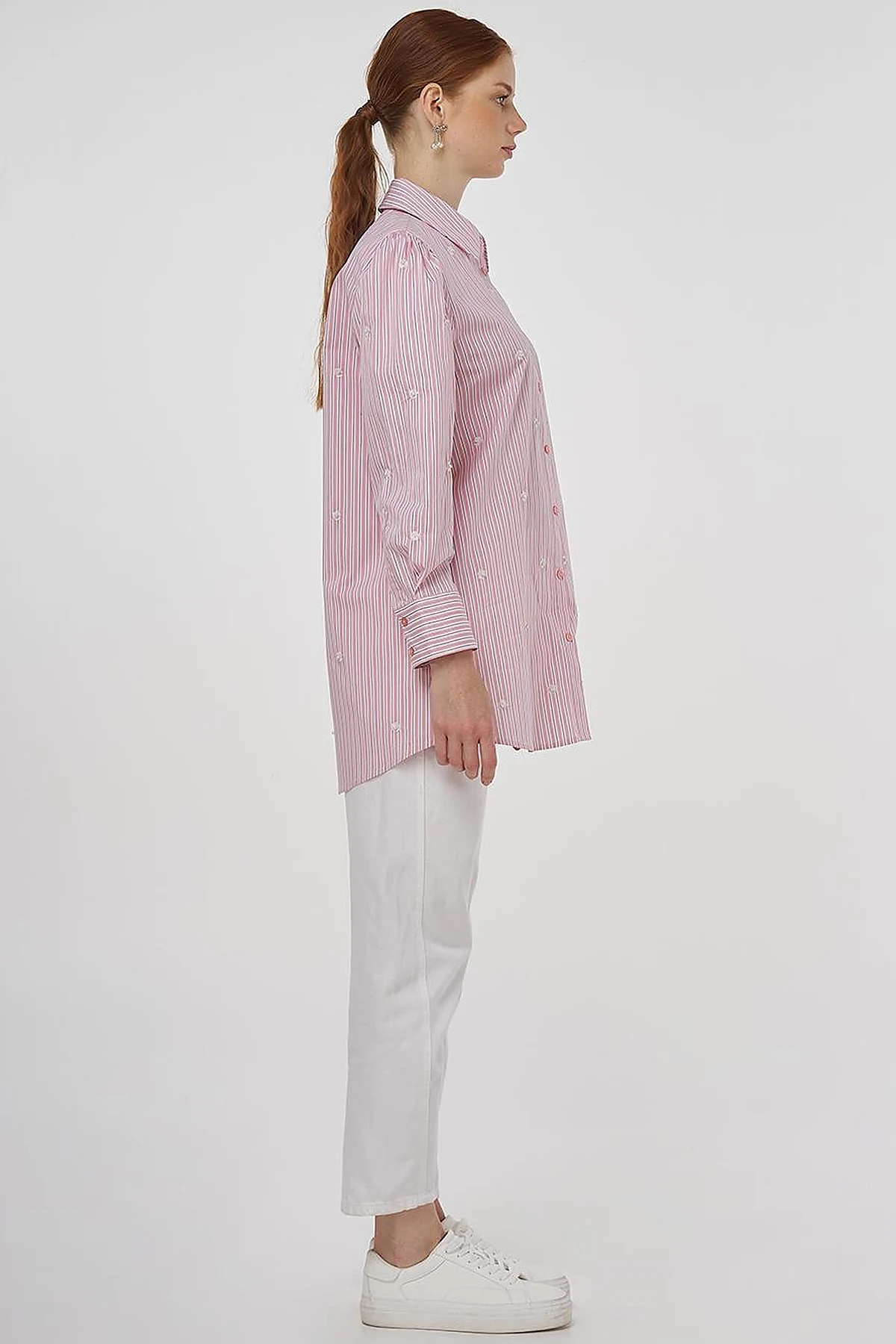 Pearl Detailed Viscose Tunic Salmon Pink