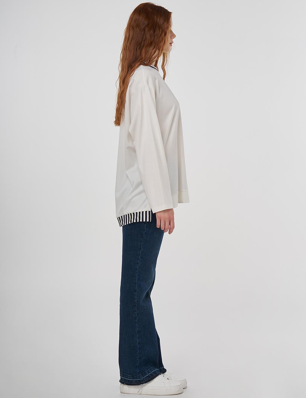 Crew Neck Jersey Sweatshirt Optic White