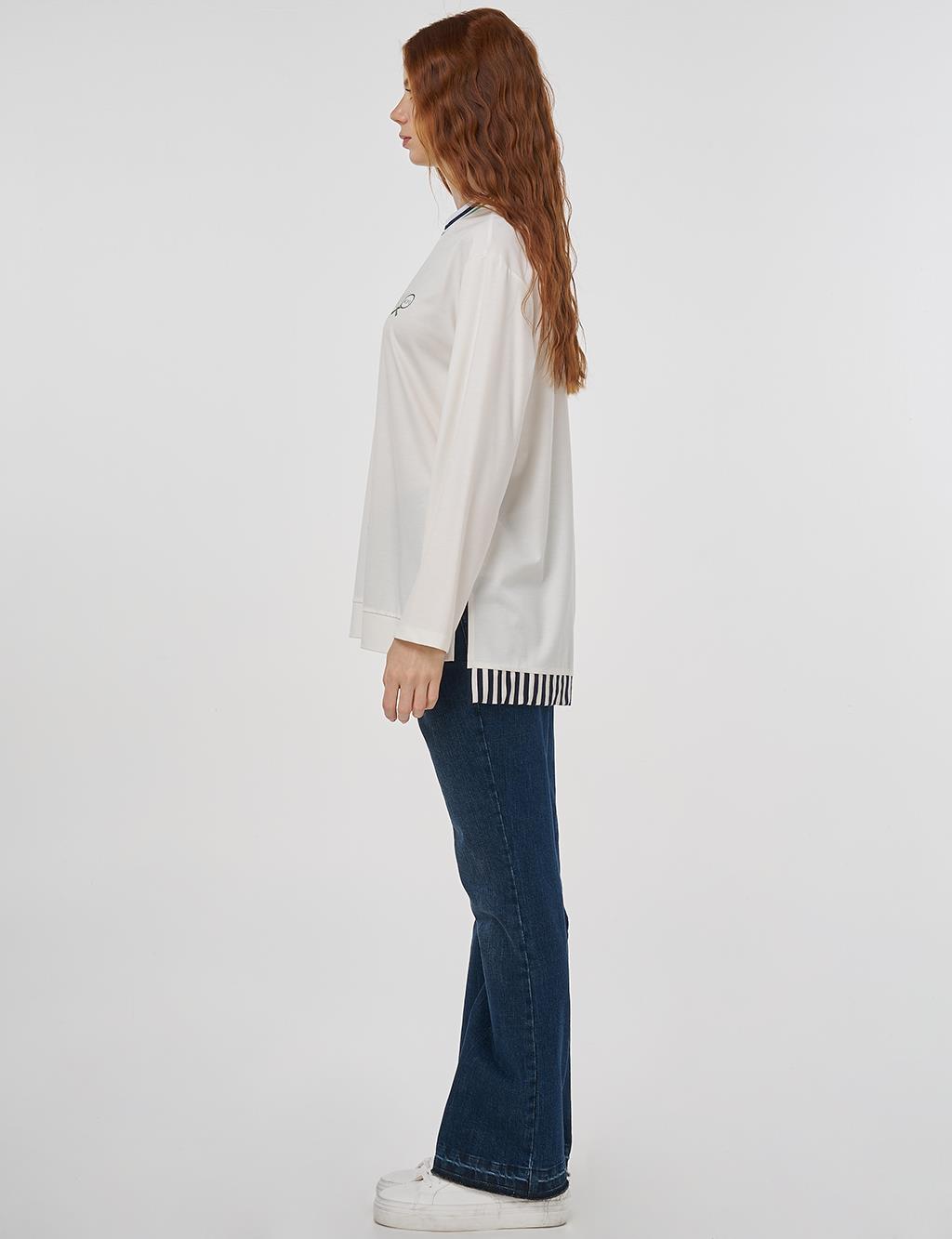 Crew Neck Jersey Sweatshirt Optic White