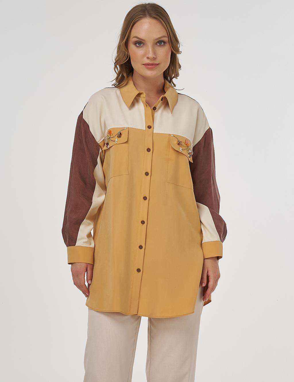Color Block Modal Tunic in Saffron