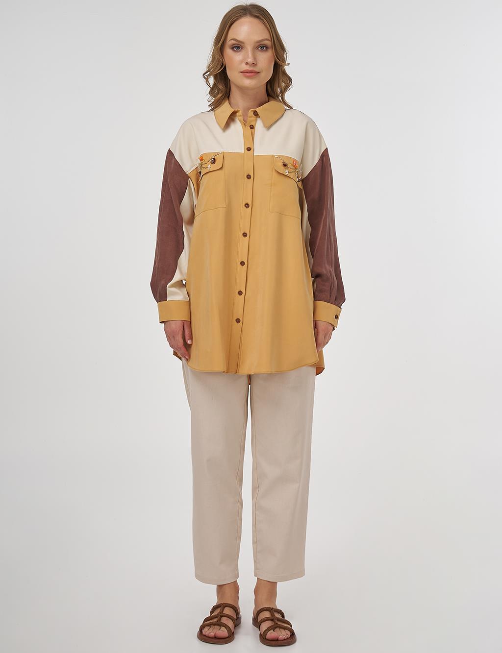 Color Block Modal Tunic in Saffron