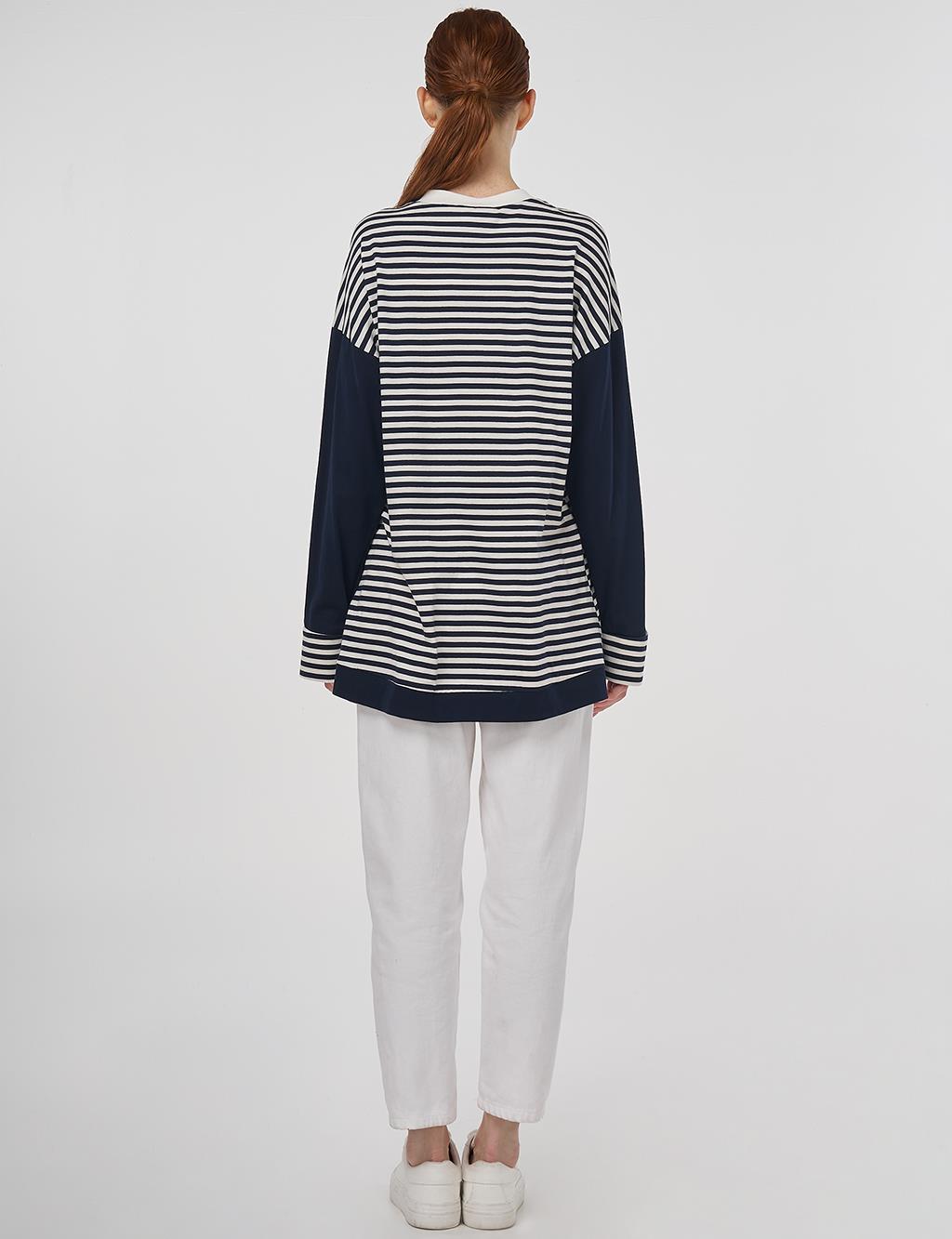 100% Cotton Graphic Printed Sweatshirt Dark Navy