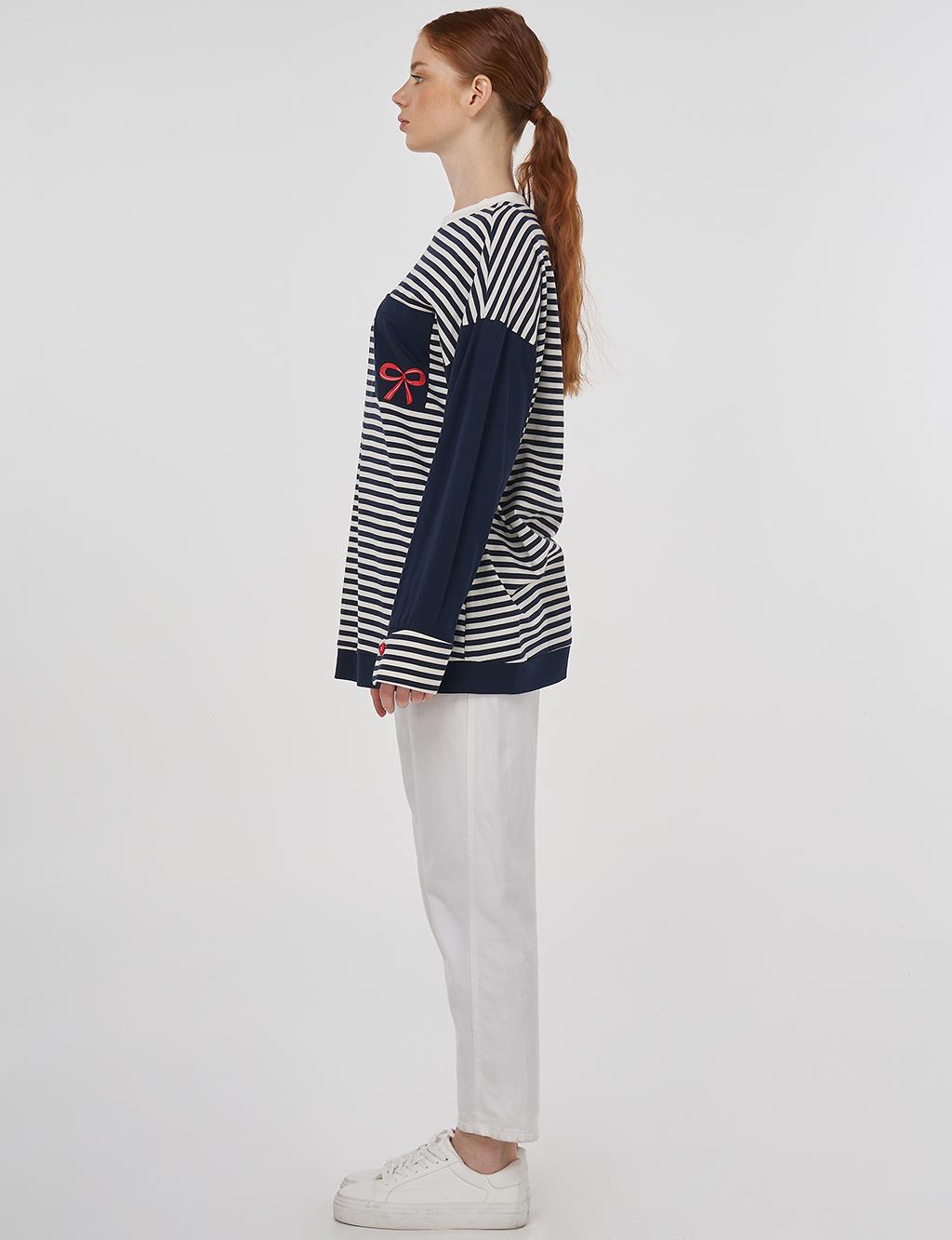 100% Cotton Graphic Printed Sweatshirt Dark Navy