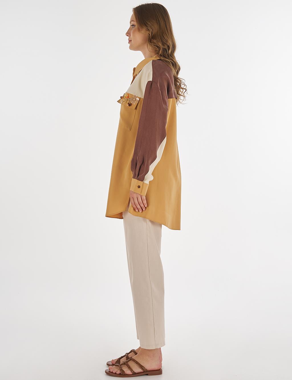 Color Block Modal Tunic in Saffron