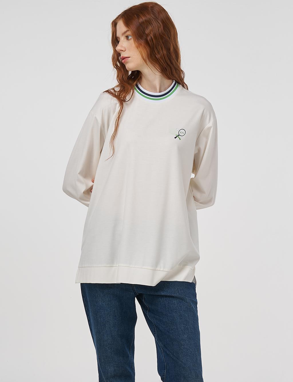 Crew Neck Jersey Sweatshirt Optic White