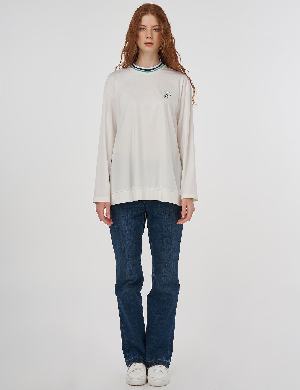 Crew Neck Jersey Sweatshirt Optic White