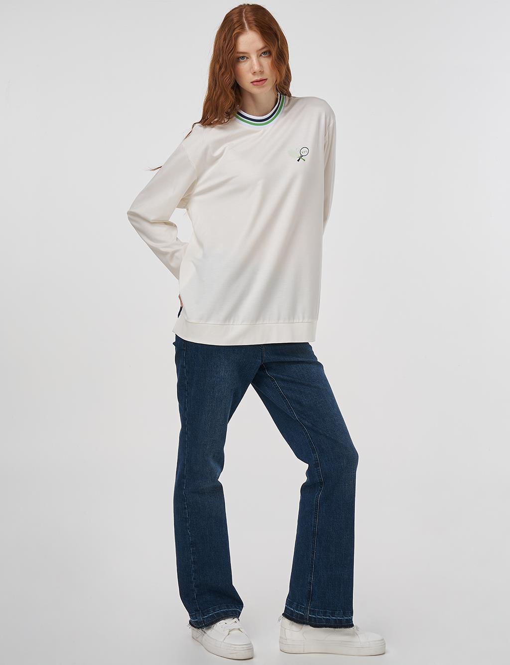 Crew Neck Jersey Sweatshirt Optic White