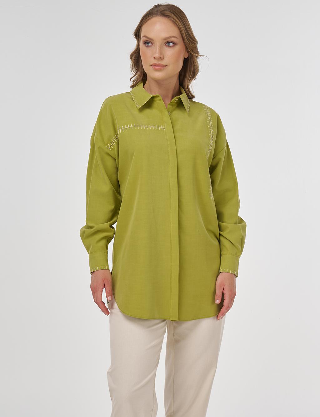 Topstitched Modal Tunic in Pistachio Green