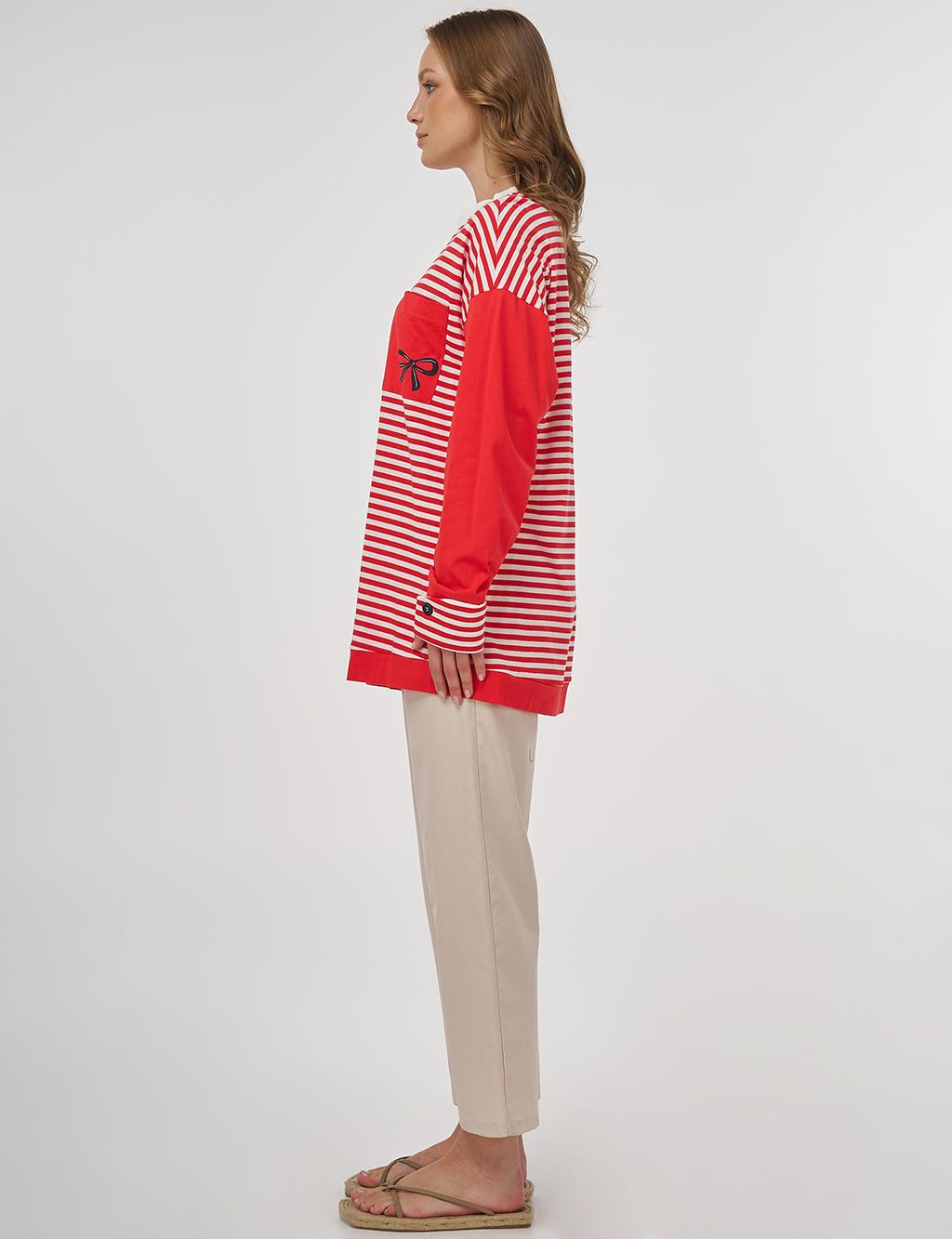 100% Cotton Graphic Printed Sweatshirt Red