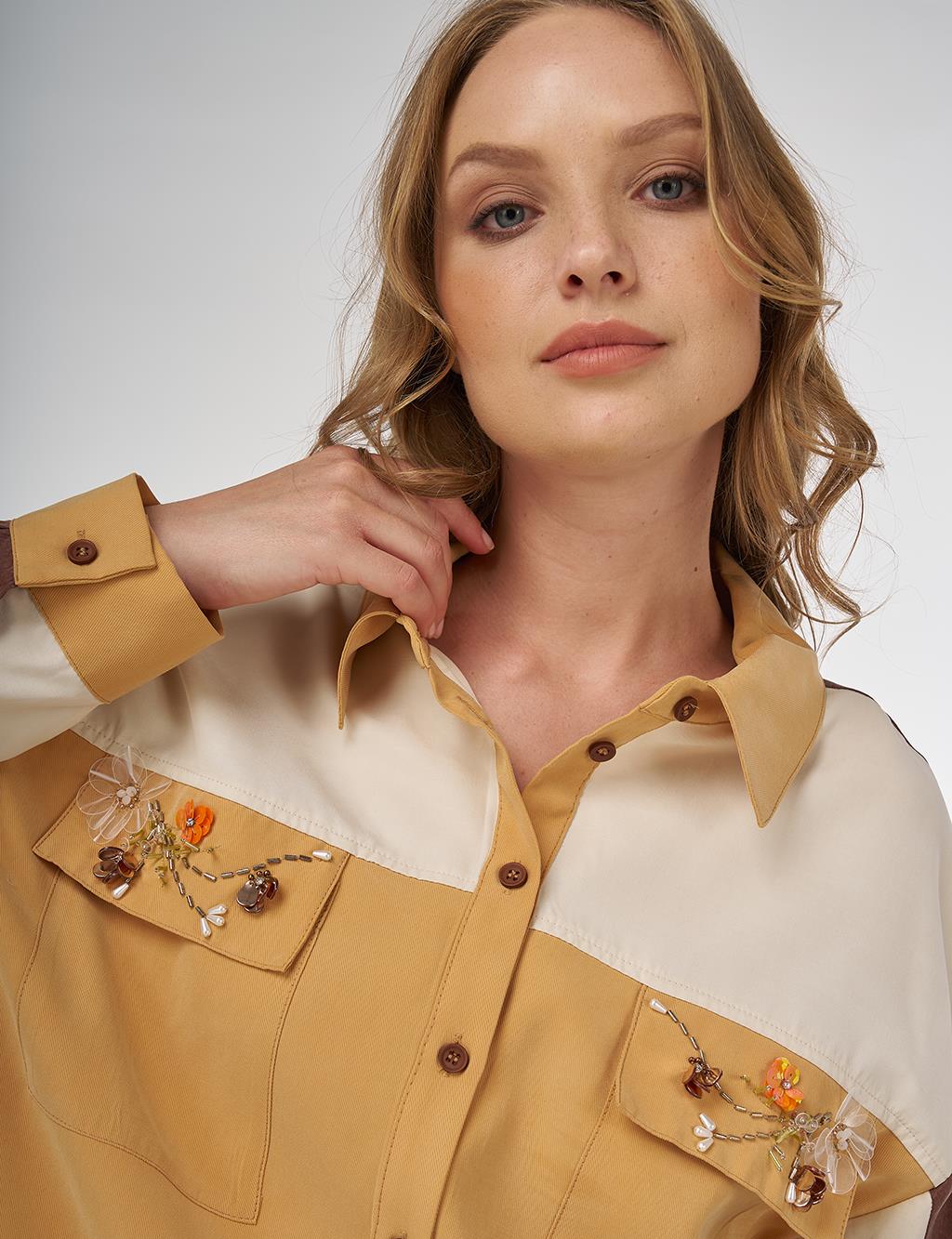 Color Block Modal Tunic in Saffron