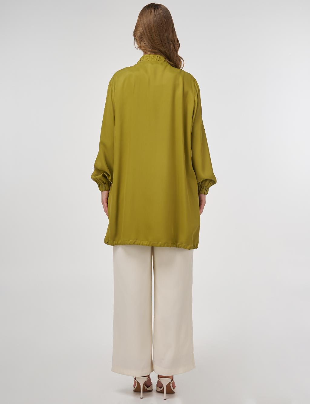 Stone-Embellished Viscose Jacket in Khaki