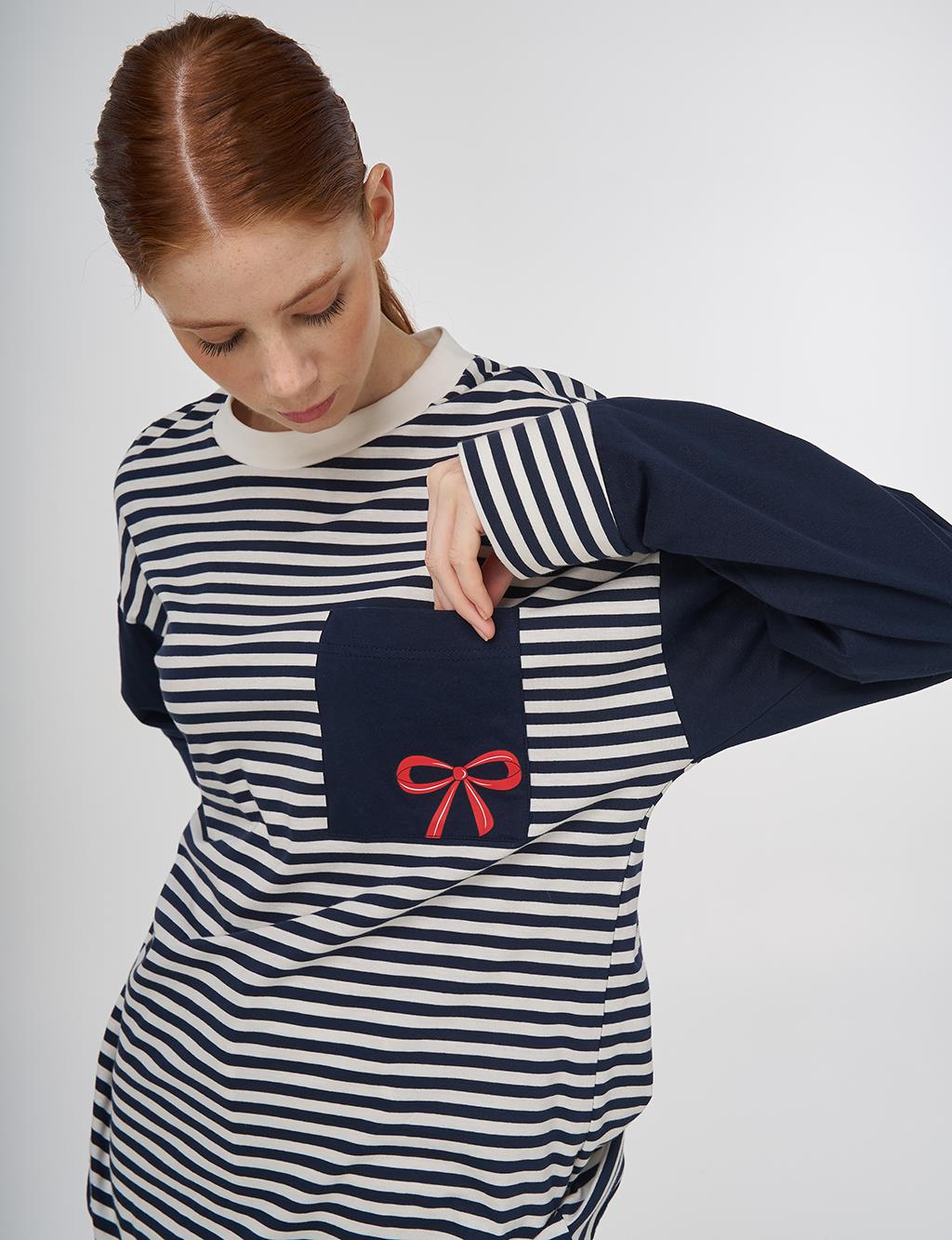 100% Cotton Graphic Printed Sweatshirt Dark Navy