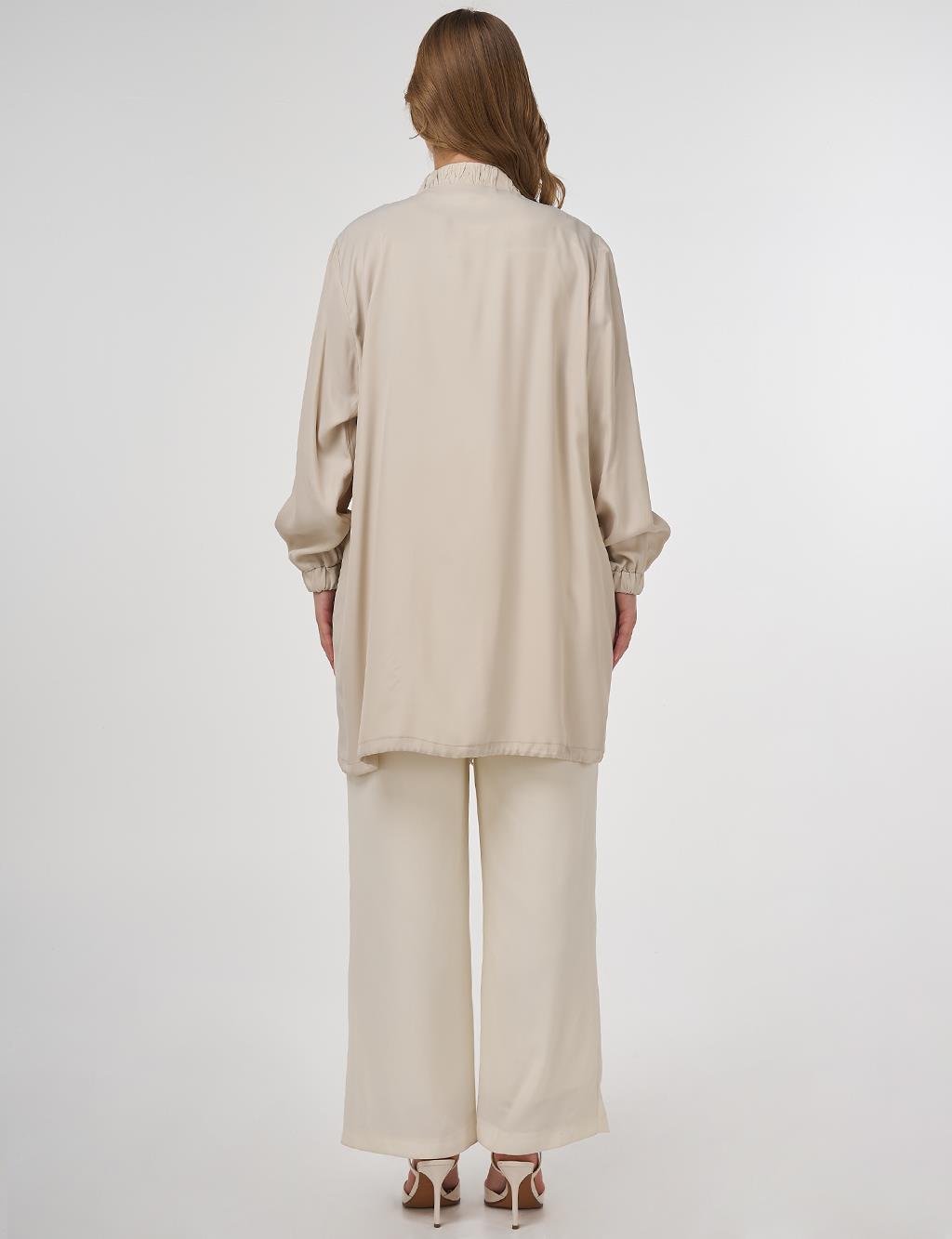 Stone-Embellished Viscose Jacket in Stone