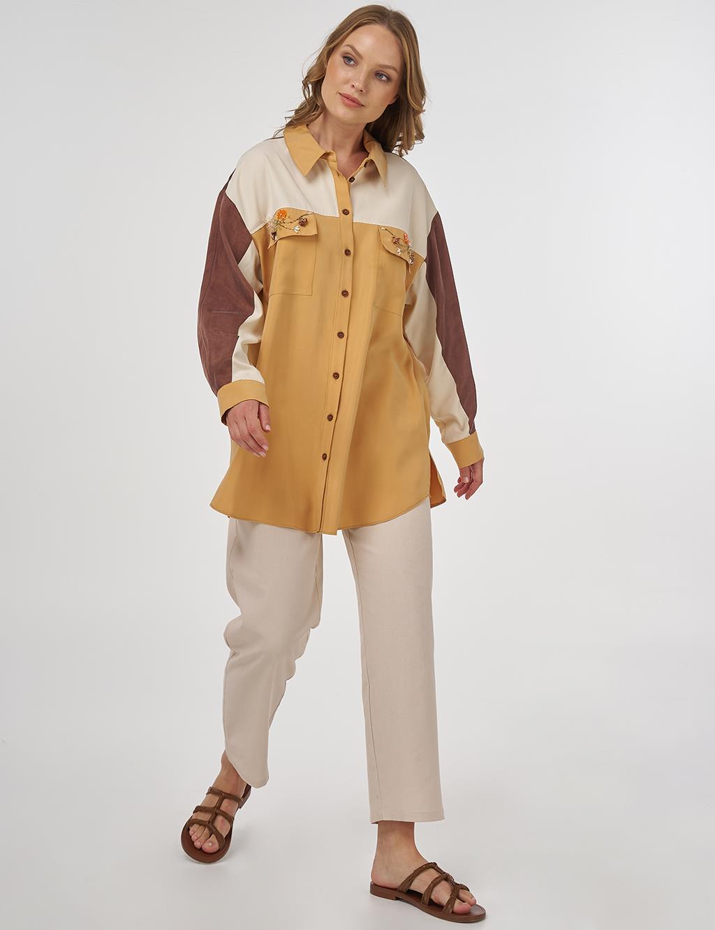 Color Block Modal Tunic in Saffron