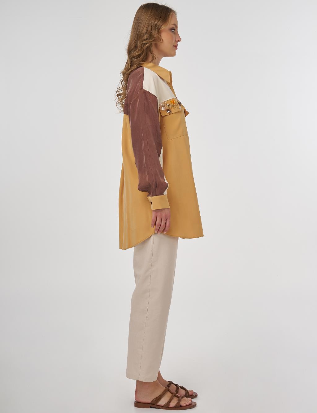 Color Block Modal Tunic in Saffron