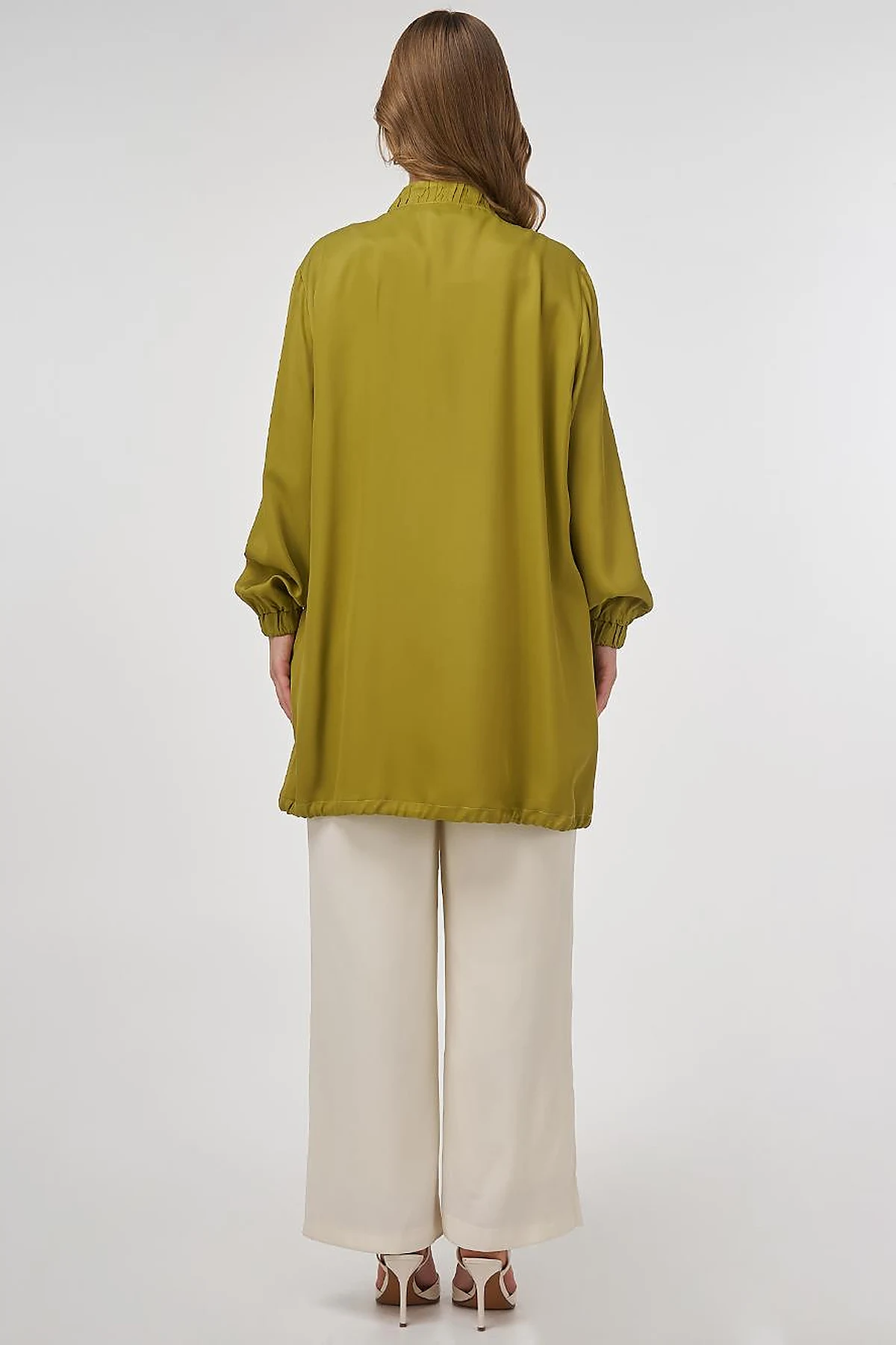 Stone-Embellished Viscose Jacket in Khaki