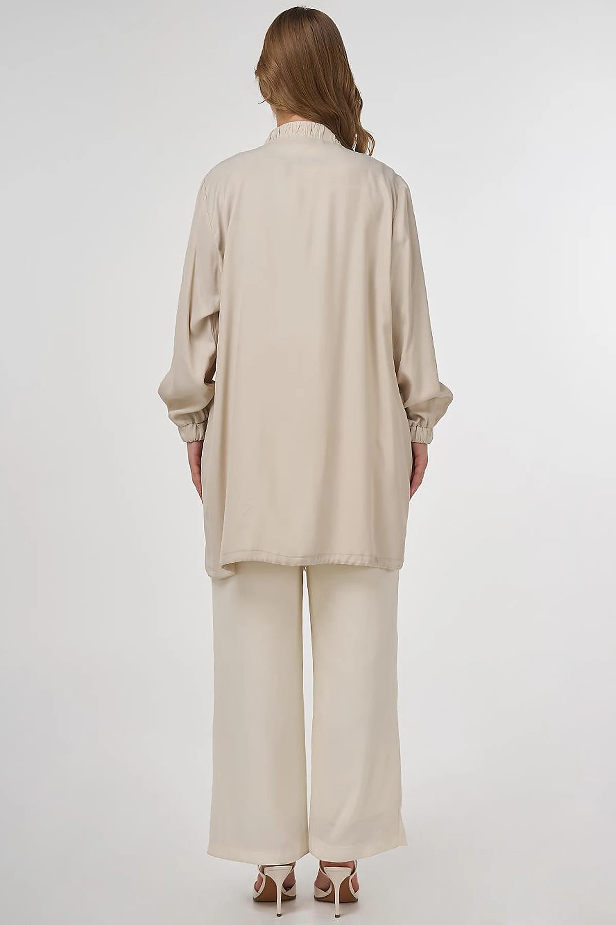 Stone-Embellished Viscose Jacket in Stone