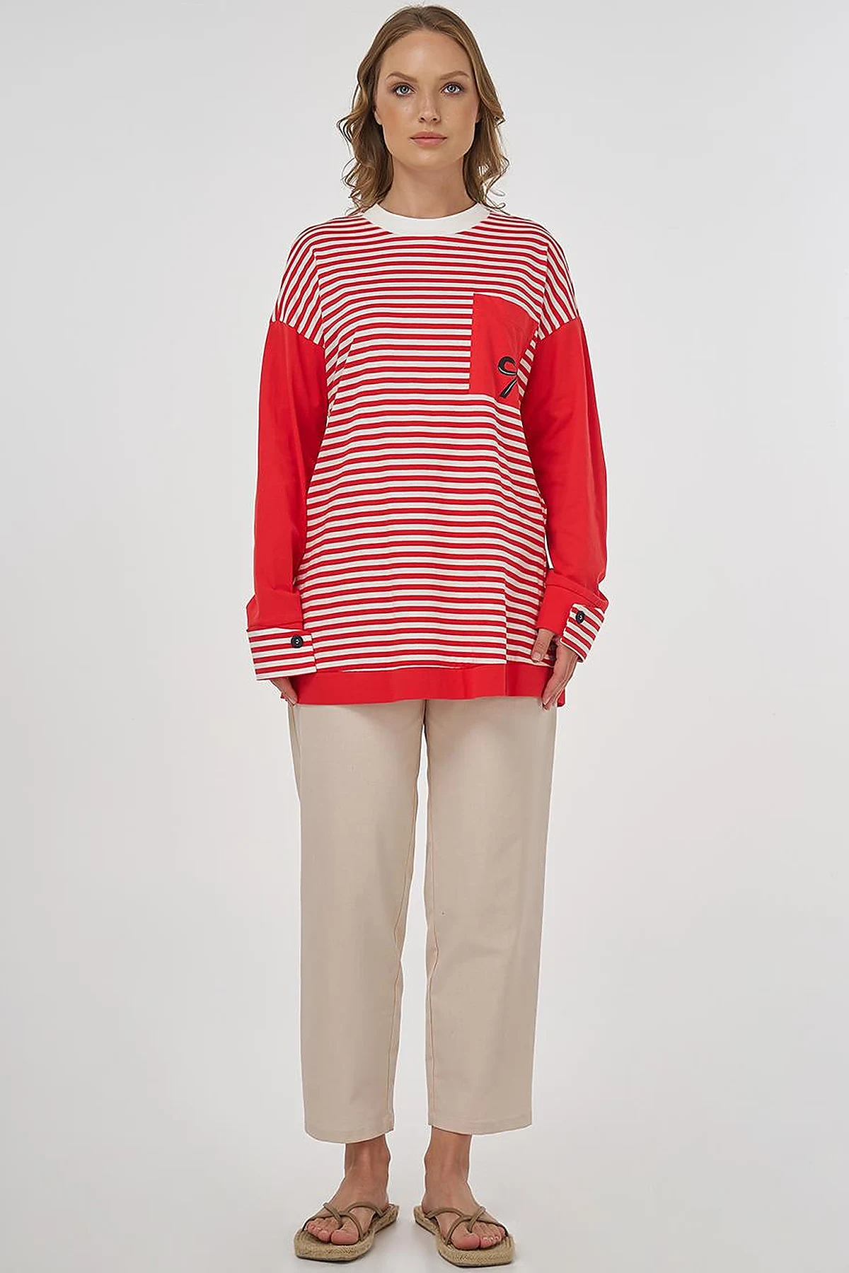 100% Cotton Graphic Printed Sweatshirt Red