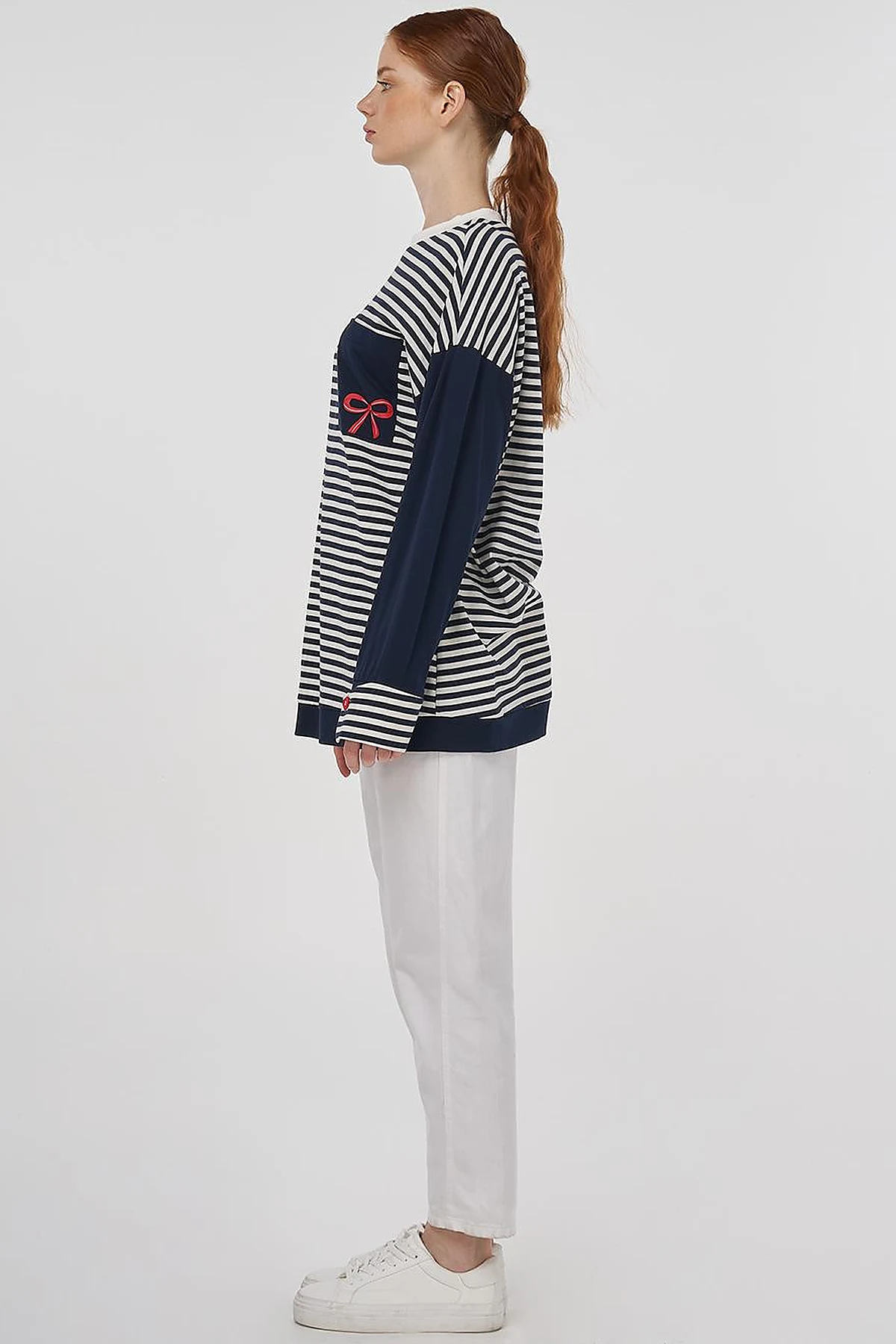 100% Cotton Graphic Printed Sweatshirt Dark Navy