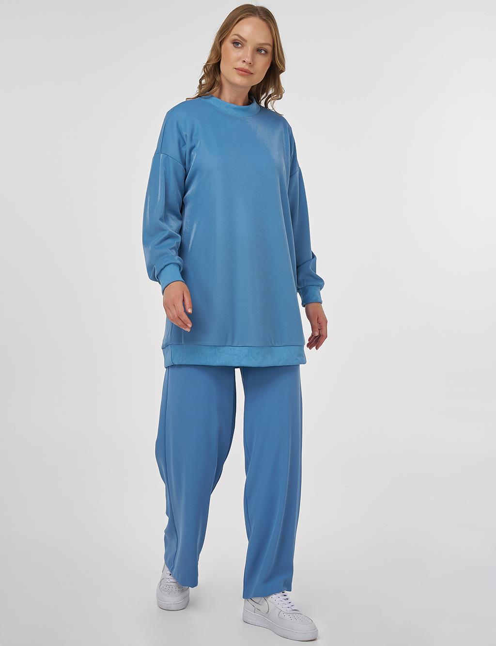 Shiny Look Sweatshirt Blue