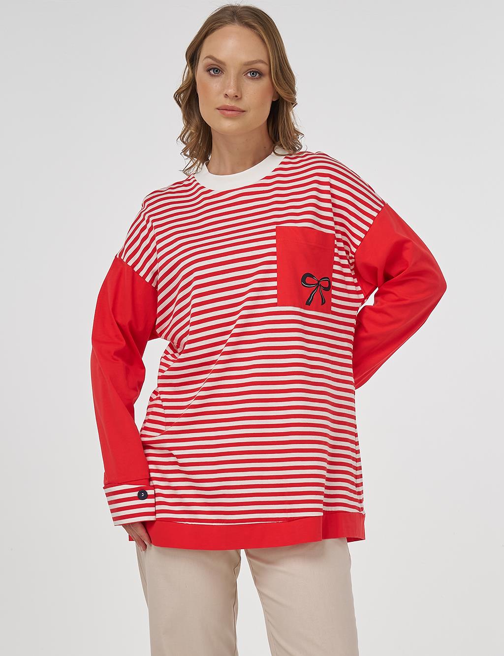 100% Cotton Graphic Printed Sweatshirt Red