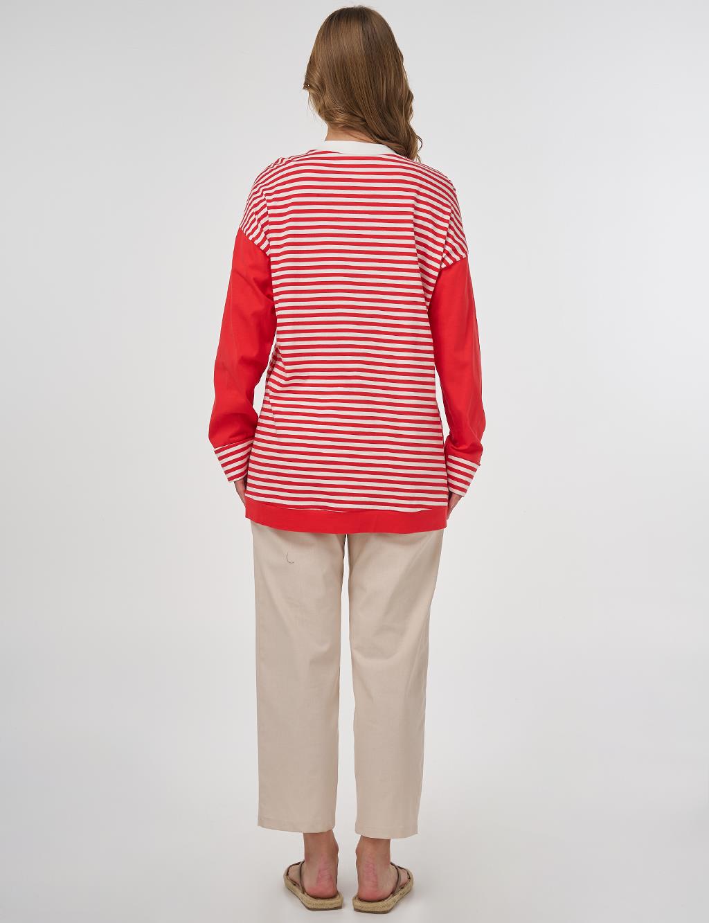 100% Cotton Graphic Printed Sweatshirt Red