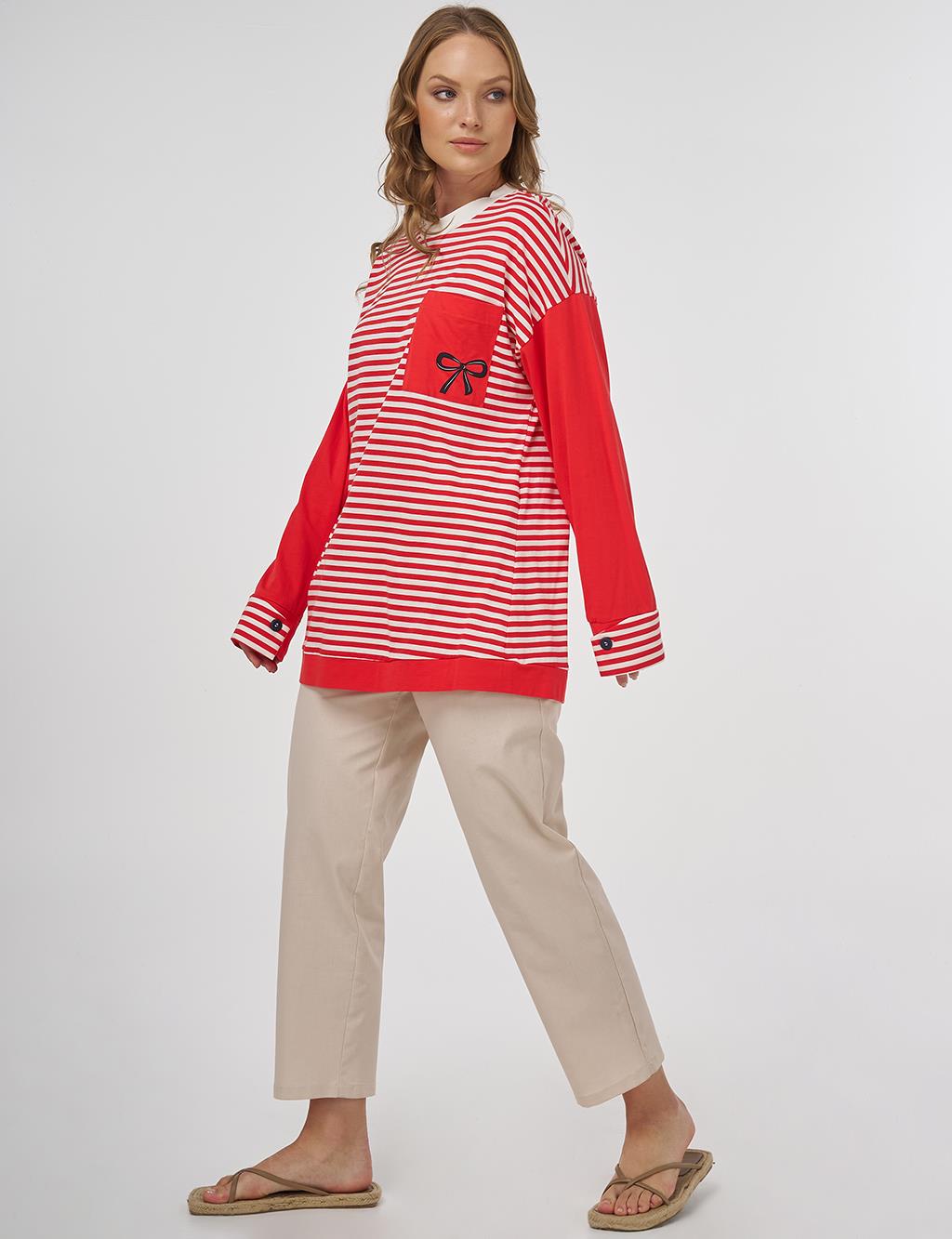 100% Cotton Graphic Printed Sweatshirt Red