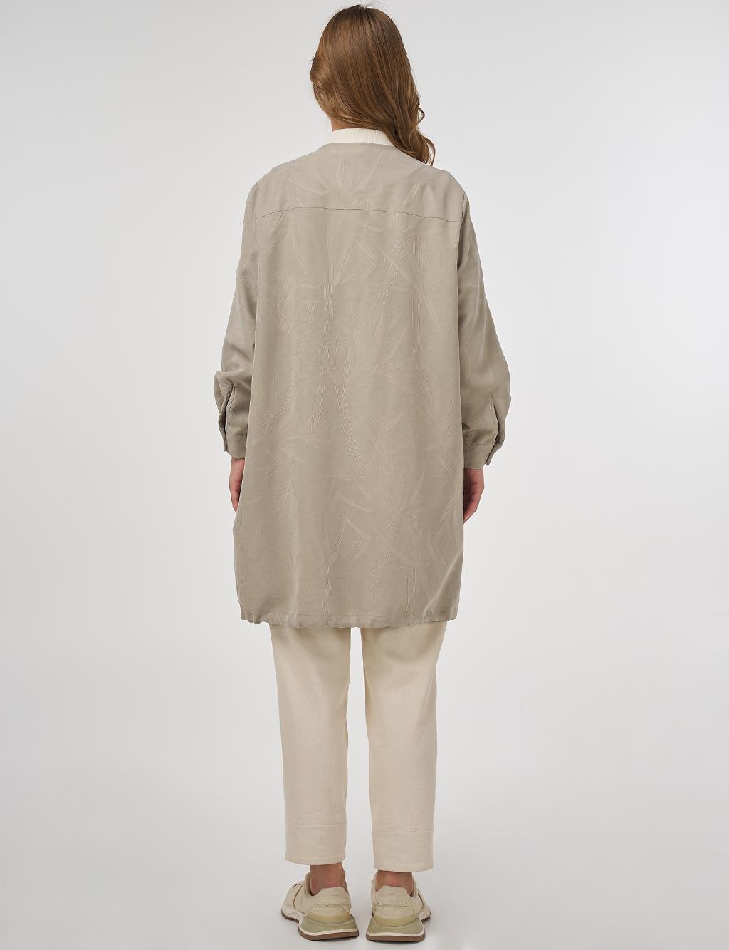 Embroidered Modal Jacket in Mold Green